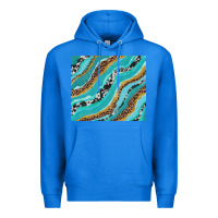 True Royal turquoise brushstrokes with leopard and cowhide Premium Hoodie - RanaPortraitStore