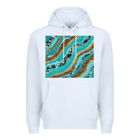 White turquoise brushstrokes with leopard and cowhide Premium Hoodie - RanaPortraitStore