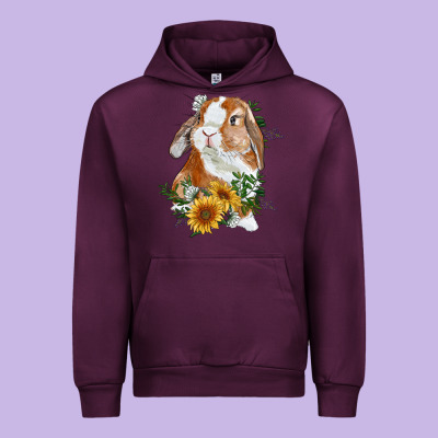 Bunny With Sunflowers Urban Hoodie Designed By Ranaportraitstore