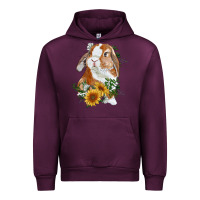 Mauve Wine bunny with sunflowers Urban Hoodie - RanaPortraitStore