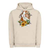 Pigment French Oak bunny with sunflowers Urban Hoodie - RanaPortraitStore