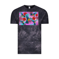 Cloud Black Flower Hummingbird Vintage Tee - Artiststas