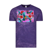 Cloud Purple Flower Hummingbird Vintage Tee - Artiststas