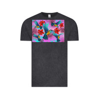 Vintage Black Flower Hummingbird Vintage Tee - Artiststas