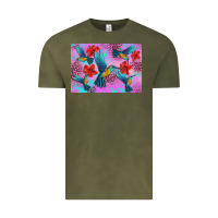 Vintage Olive Flower Hummingbird Vintage Tee - Artiststas