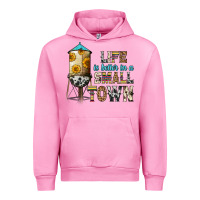 Fuchsia Pink life is better in a small town Urban Hoodie - Zillion Design Studio
