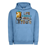 Pigment Pebble Blue life is better in a small town Urban Hoodie - Zillion Design Studio