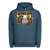 Pigment Midnight Navy mardi gras baby sheep king cake fleur de lis Urban Hoodie - RanaPortraitStore