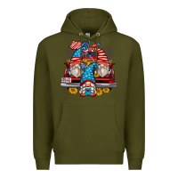 Army Green 4th of july gnomes farm truck Premium Hoodie - Zillion Design Studio