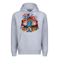 Heather Grey 4th of july gnomes farm truck Premium Hoodie - Zillion Design Studio