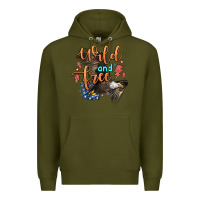 Army Green wild and free Premium Hoodie - Zillion Design Studio