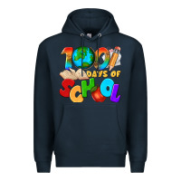 Navy 100 days of school Premium Hoodie - texasbilliewilder