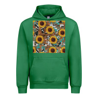 Emerald western sunflowers turquoise cowhide seamless background Urban Hoodie - RanaPortraitStore