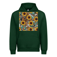 Forest Green western sunflowers turquoise cowhide seamless background Urban Hoodie - RanaPortraitStore