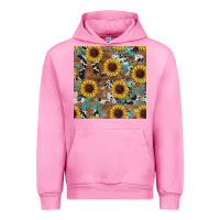 Fuchsia Pink western sunflowers turquoise cowhide seamless background Urban Hoodie - RanaPortraitStore