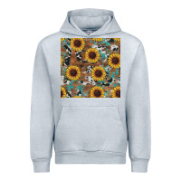 Heather Grey western sunflowers turquoise cowhide seamless background Urban Hoodie - RanaPortraitStore
