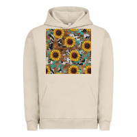 Pigment French Oak western sunflowers turquoise cowhide seamless background Urban Hoodie - RanaPortraitStore
