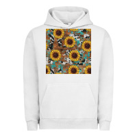 Pigment Lunar Rock western sunflowers turquoise cowhide seamless background Urban Hoodie - RanaPortraitStore