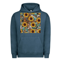 Pigment Midnight Navy western sunflowers turquoise cowhide seamless background Urban Hoodie - RanaPortraitStore