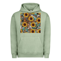Pigment Oil Green western sunflowers turquoise cowhide seamless background Urban Hoodie - RanaPortraitStore