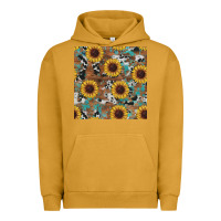 Pigment Peanut Butter western sunflowers turquoise cowhide seamless background Urban Hoodie - RanaPortraitStore
