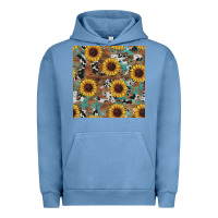 Pigment Pebble Blue western sunflowers turquoise cowhide seamless background Urban Hoodie - RanaPortraitStore