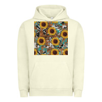 Pigment Pistachio western sunflowers turquoise cowhide seamless background Urban Hoodie - RanaPortraitStore