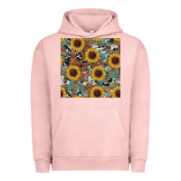 Pigment Salmon western sunflowers turquoise cowhide seamless background Urban Hoodie - RanaPortraitStore