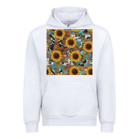 White western sunflowers turquoise cowhide seamless background Urban Hoodie - RanaPortraitStore