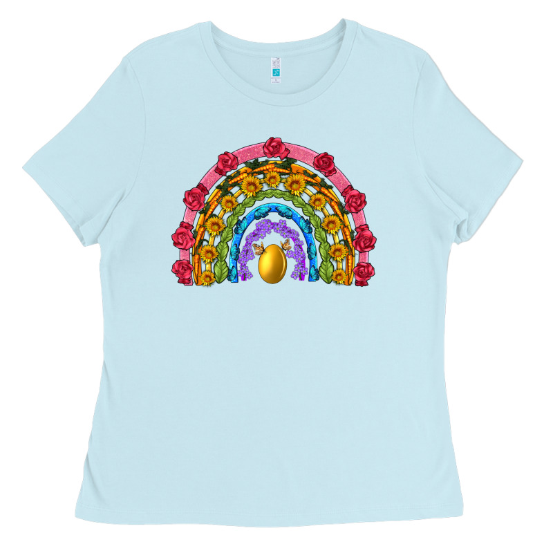 Easter And Spring With Flowers Carrots Butterfly And Sunflower Rainbow Ladies Tee by Artiststas | Teevron