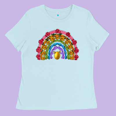 Easter And Spring With Flowers Carrots Butterfly And Sunflower Rainbow Ladies Tee Designed By Artiststas