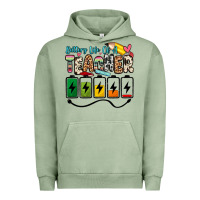 Pigment Oil Green battery life of a teacher Urban Hoodie - Zillion Design Studio