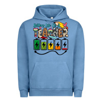 Pigment Pebble Blue battery life of a teacher Urban Hoodie - Zillion Design Studio