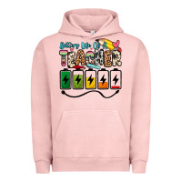 Pigment Salmon battery life of a teacher Urban Hoodie - Zillion Design Studio