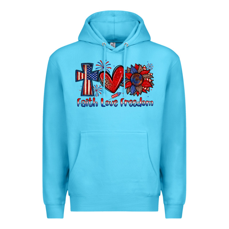 Faith Love Freedom Premium Hoodie by Zillion Design Studio | Teevron