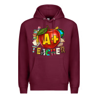 Burgundy a plus teacher Premium Hoodie - texasbilliewilder