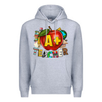 Heather Grey a plus teacher Premium Hoodie - texasbilliewilder