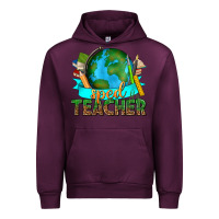 Mauve Wine sped teacher with earth globe Urban Hoodie - texasbilliewilder