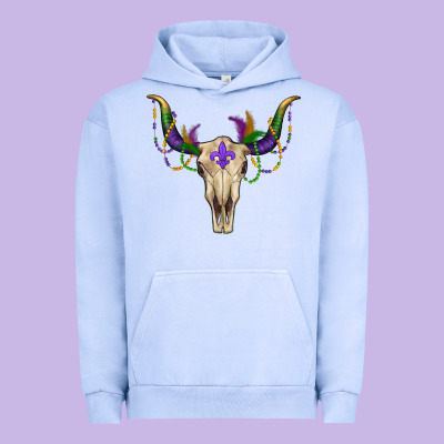 Mardi Gras Bullskull Urban Hoodie Designed By Ranaportraitstore