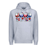 Heather Grey American wine glasses Premium Hoodie - Zillion Design Studio