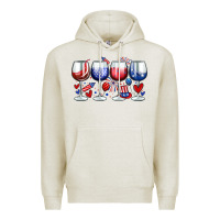Oatmeal Heather American wine glasses Premium Hoodie - Zillion Design Studio