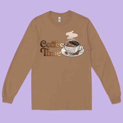Coffee Time Long Sleeve Tee Designed By Barkaloodesign