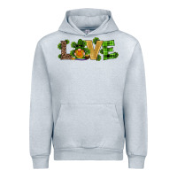 Heather Grey st patricks day gnomes shamrock horseshoes love Urban Hoodie - RanaPortraitStore