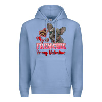 Colony Blue my frenchie is my valentine Premium Hoodie - RanaPortraitStore