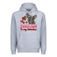 Heather Grey my frenchie is my valentine Premium Hoodie - RanaPortraitStore