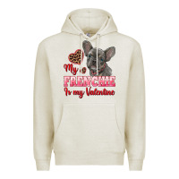 Oatmeal Heather my frenchie is my valentine Premium Hoodie - RanaPortraitStore