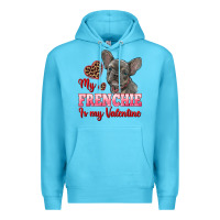 Ocean Blue my frenchie is my valentine Premium Hoodie - RanaPortraitStore