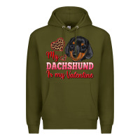 Army Green my dachshund is my valentine Premium Hoodie - RanaPortraitStore