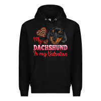 Black my dachshund is my valentine Premium Hoodie - RanaPortraitStore