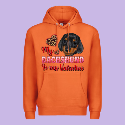 My Dachshund Is My Valentine Premium Hoodie Designed By Ranaportraitstore
